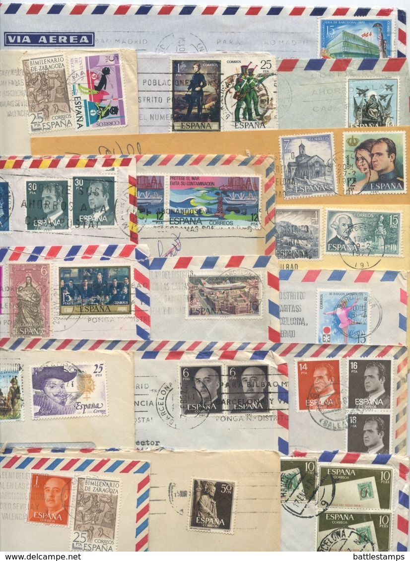 Spain 1960‘s-80‘s 17 Covers To U.S., Mix Of Stamps & Postmarks - Covers & Documents