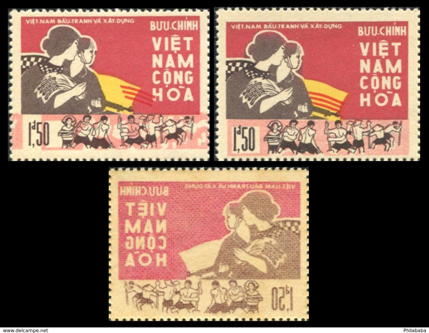 Vietnam Du Sud 1966  YT 298 ; Mi# 372 **  MNH  Paire Dont Une Avec Variete Impression Recto-verso - Vietnam