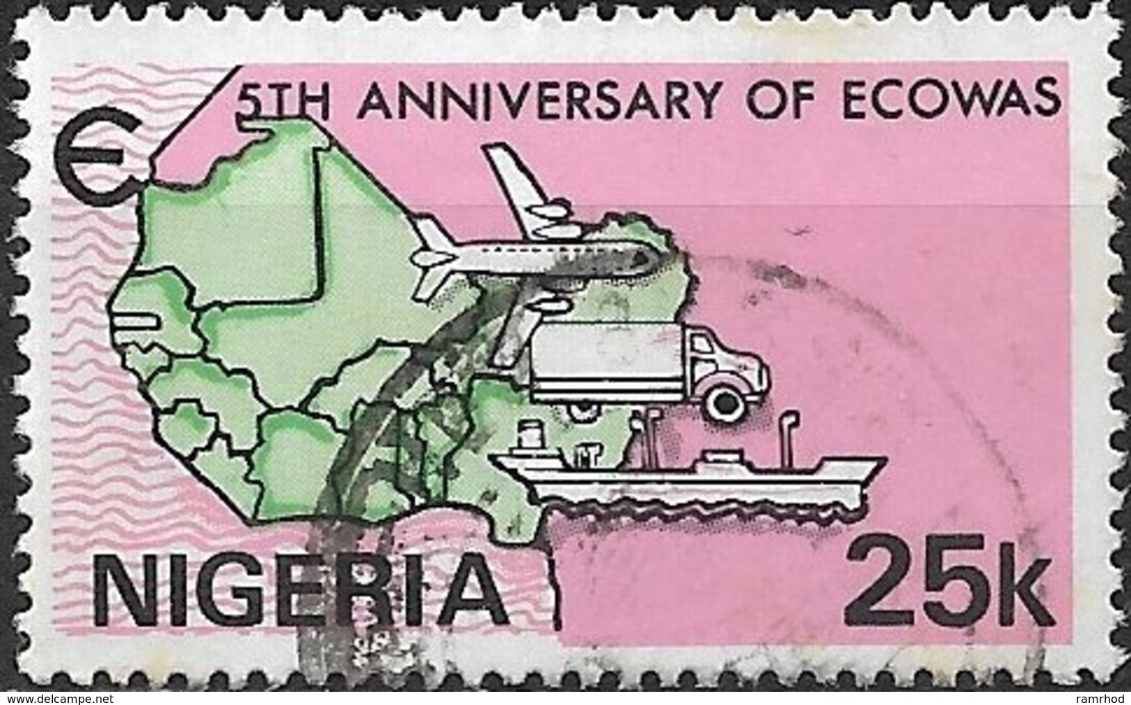 NIGERIA 1980 5th Anniversary Of Economic Community Of West African States - 25k. Transport FU - Nigeria (1961-...)