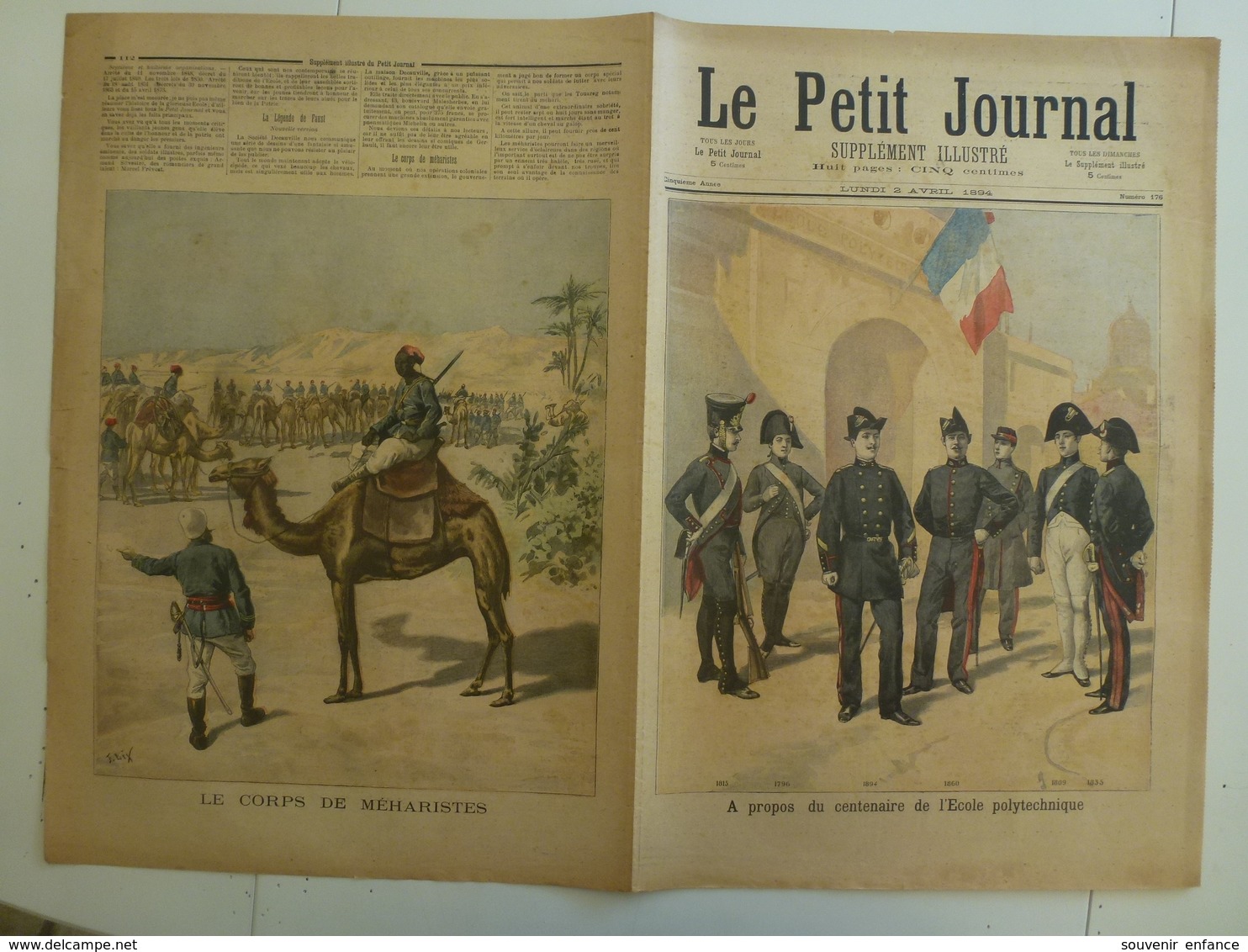 Le Petit Journal 2 Avril 1894 176 A Propos Du Centenaire De L'Ecole Polytechnique Corps Des Meharistes Legende De Faust - 1850 - 1899