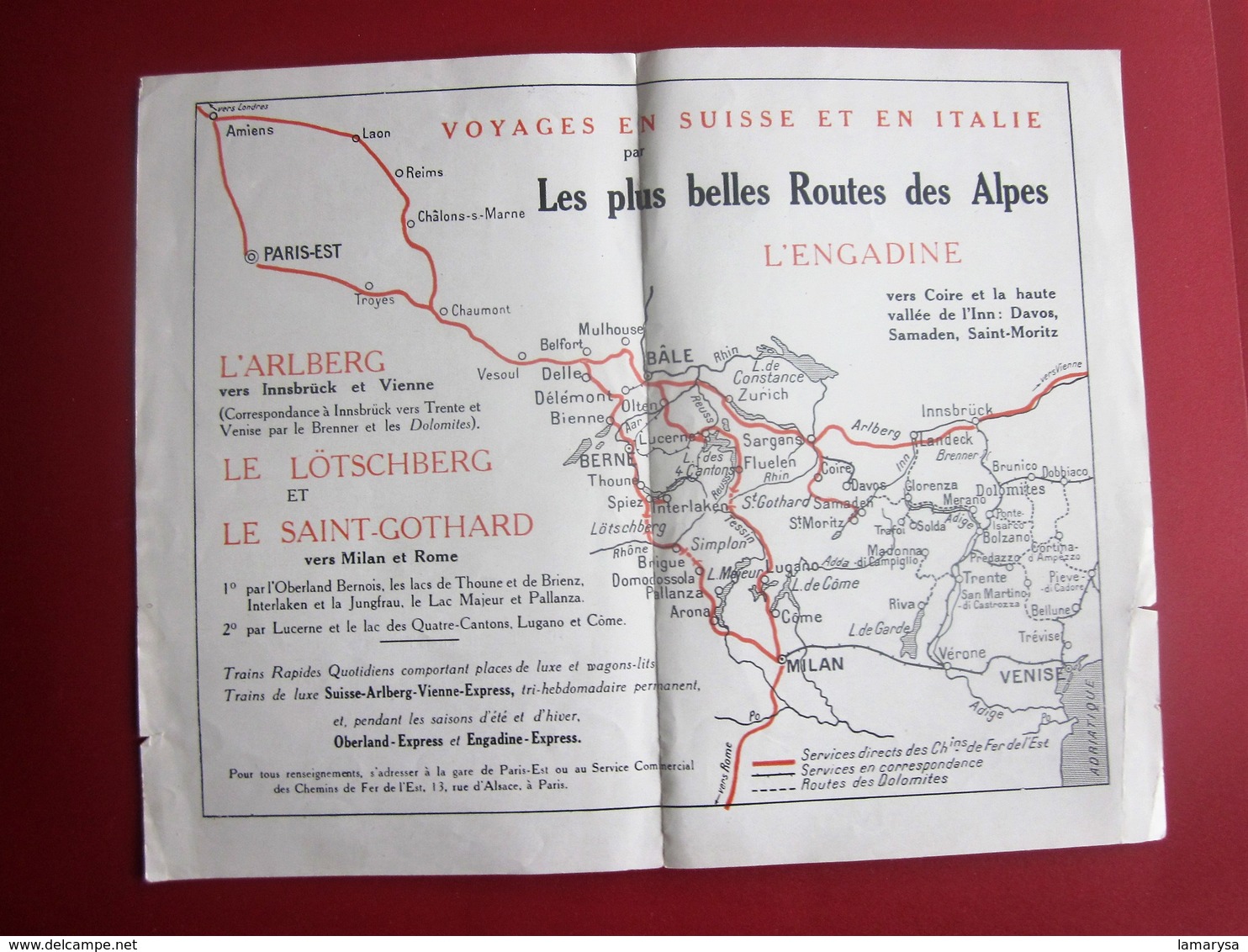 1927 CHEMINS DE FER DE L'EST SUISSE ITALIE Plans De Réseaux-Schéma De Ligne-Dépliant Touristique-OLD Tourist Brochure - Europe