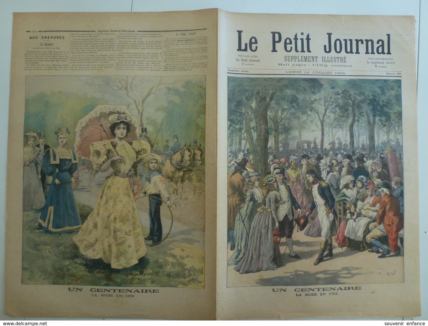 Le Petit Journal 16 Juillet 1894 191 Un Centenaire La Mode En 1794 1894 - 1850 - 1899