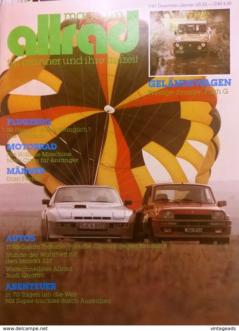 CA158 Autozeitschrift Allrad Magazin, Nr. 1/1981, Porsche Carrera, Audi Quattro, Puch G, Neuwertig - Cars & Transportation