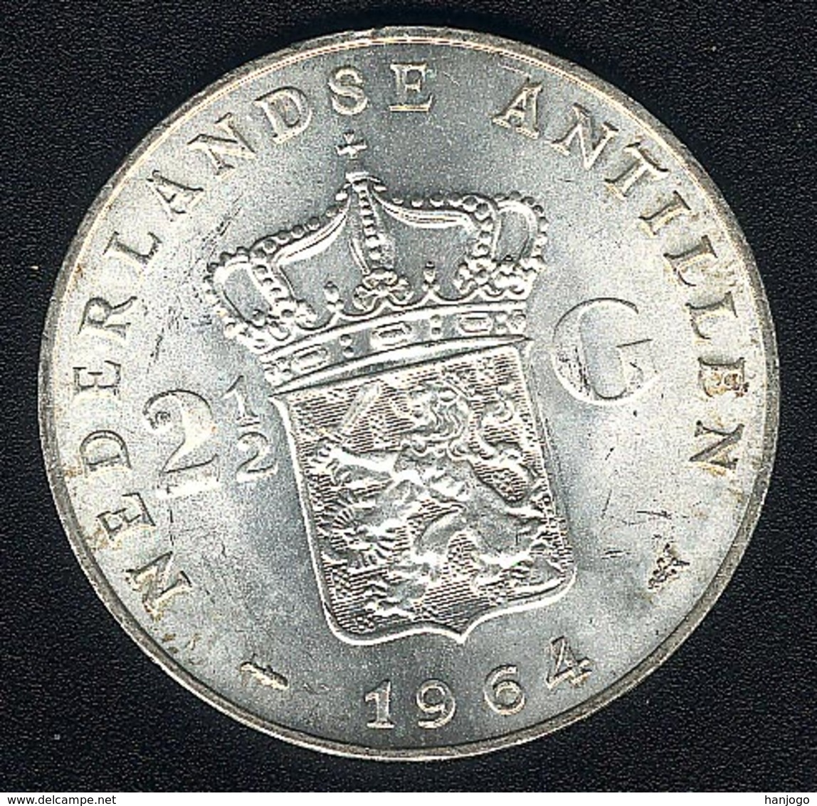 Niederl. Antillen, 2 1/2 Gulden 1964, Silber, UNC - Niederländische Antillen