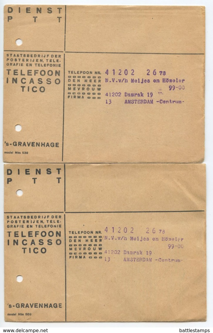 Netherlands C.1937 3 Covers 's-Gravenhage - Dienst PTT With Telephone Bills & Receipts - Covers & Documents