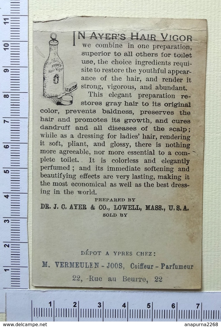 CHROMO..U.S.A.....VICTORIAN TRADE CARD.....AYERS HAIR VIGOR...DÉPÔT A YPRES BELGIQUE..  SIRÈNES ....NAUFRAGE D'UN BATEAU - Autres & Non Classés