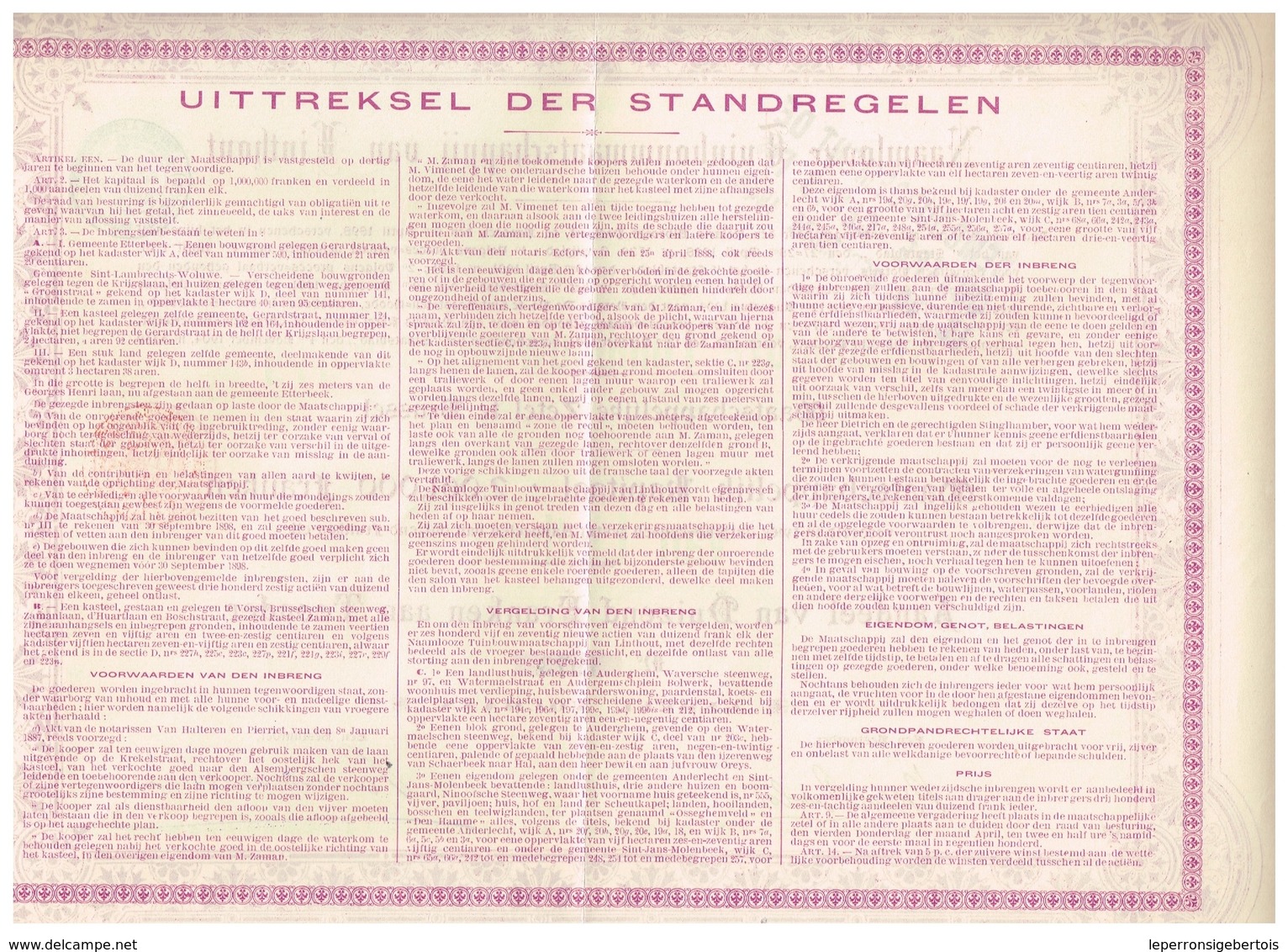 Ancien Titre - Naamloze Tuinbouwmaatschappij Van Linthout - Société Anonyme Horticole De Linthout. -Titre De 1904 - Rare - Agriculture