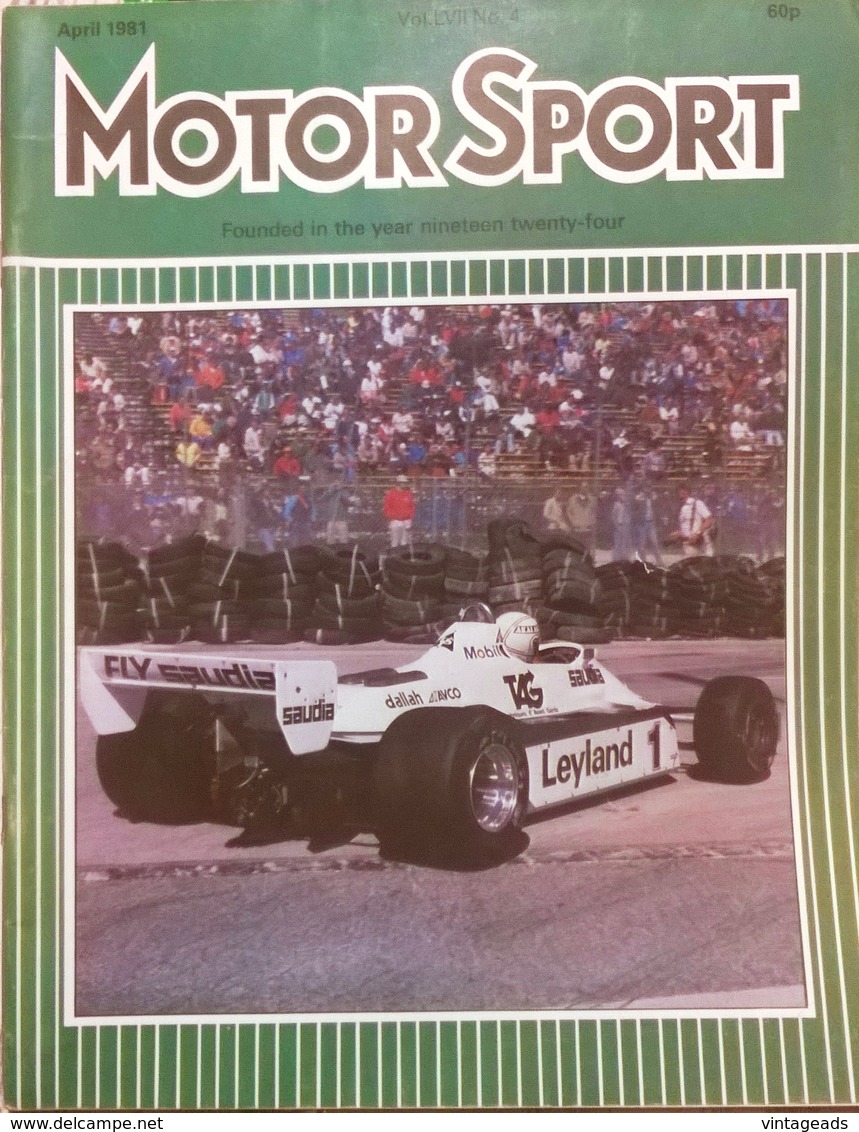 CA165 Autozeitschrift Motor Sport, April 1981, Vol. LVII, No. 4, Englisch, Neuwertig - Deportes