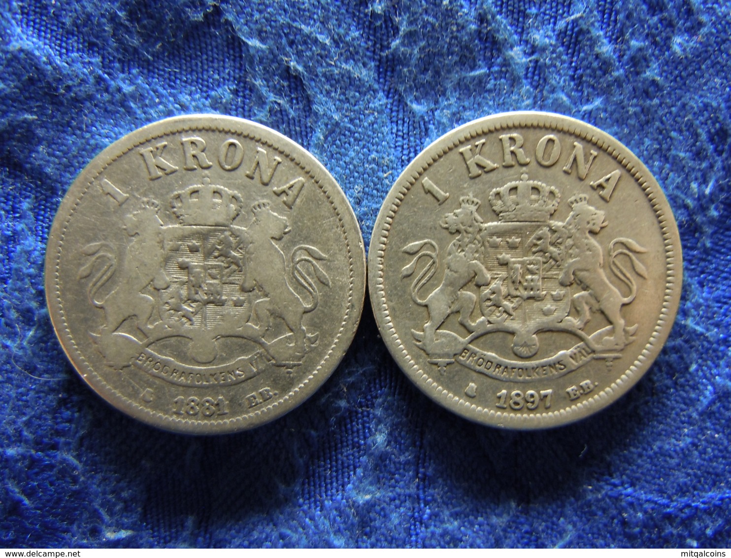 SWEDEN 1 KRONA 1881 KM747, 1897 KM760 - Suède