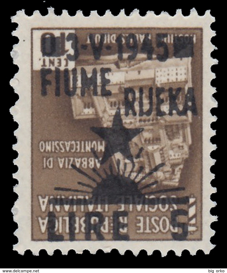 Occupazione Jugoslava: FIUME - Monumenti Distrutti: Lire 5  Su 10 C. Bruno - 1945 - Yugoslavian Occ.: Fiume