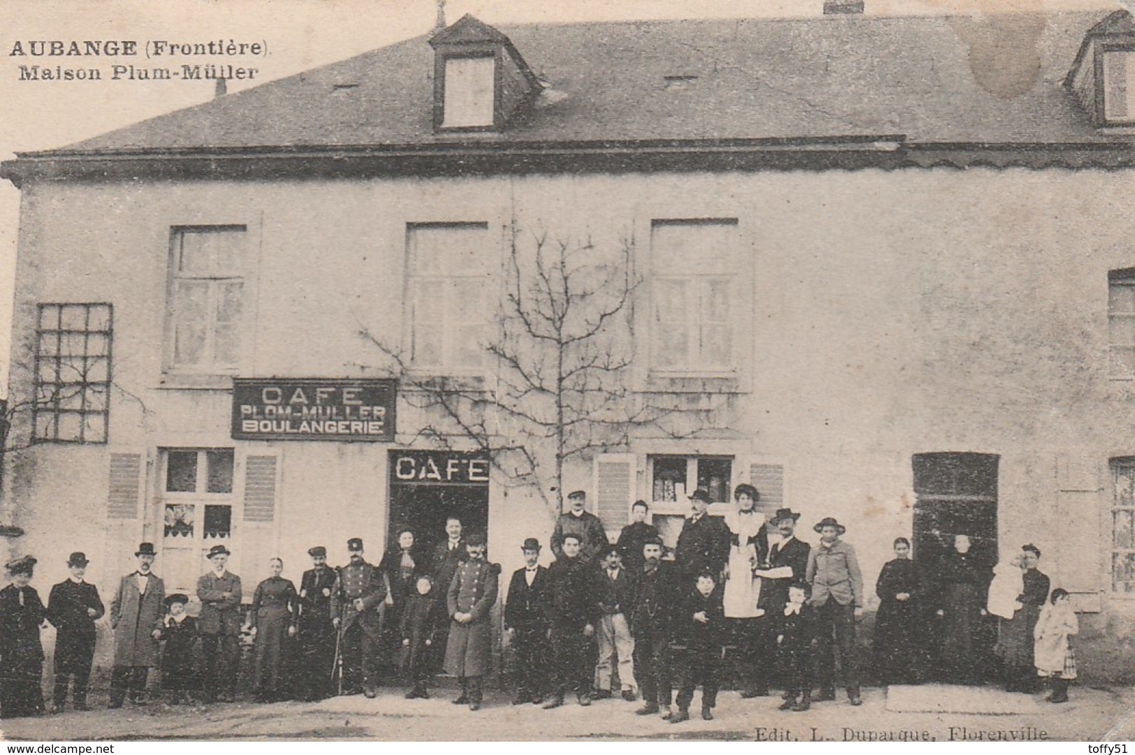 CPA:BELGIQUE AUBANGE CAFÉ BOULANGERIE MAISON PLUM MÜLLER ANIMÉE..ÉCRITE - Aubange