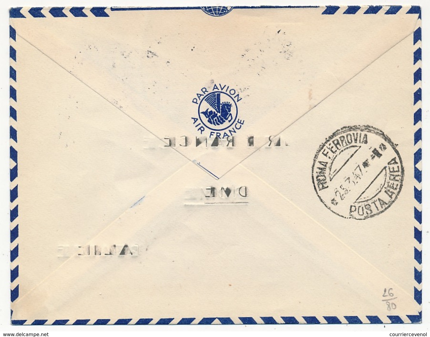 TUNISIE - Enveloppe De Tunis 1947 - Griffe "reprise Du Service Aérien TUNIS-ROME - Première Liaison Air France 25/3/1947 - Luftpost