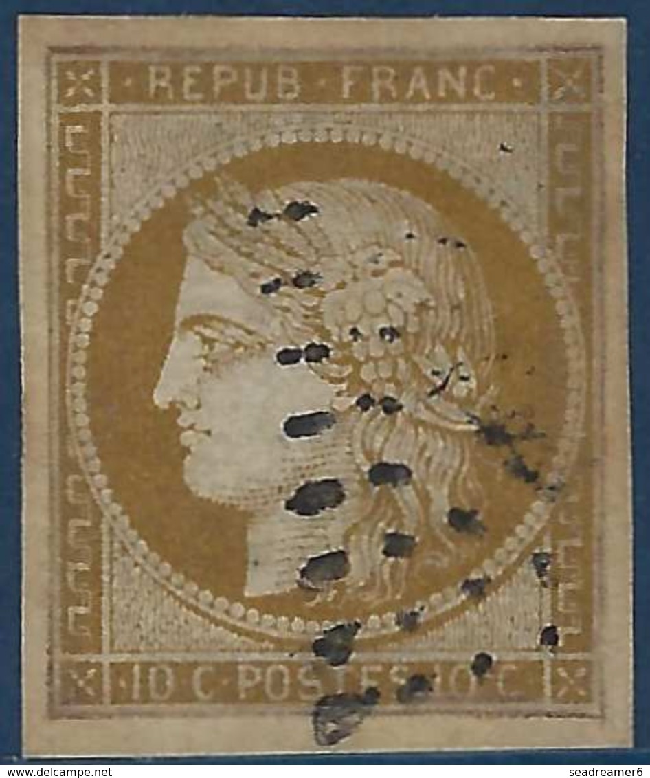 France Ceres N°1 10c Bistre Obl PC... Réparé...tres Belle Presentation.. - 1849-1850 Ceres