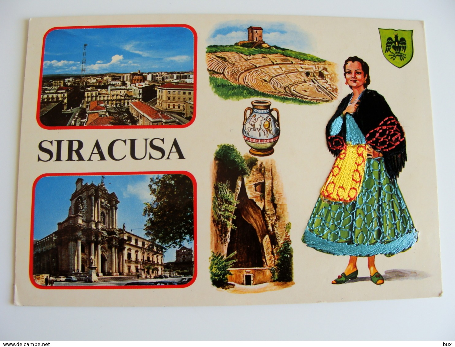 SIRACUSA  ED.  TORNATORE MESSINA   SICILIA  COSTUME REGIONALE  BRODEE POSTAL  SIGNED  BORDADA    RICAMATA IN TESSUTO - Ricamate