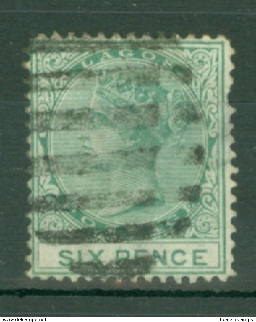 Nigeria - Lagos: 1876/79   QV    SG15    6d   Green  [Perf: 14]   Used - Nigeria (...-1960)