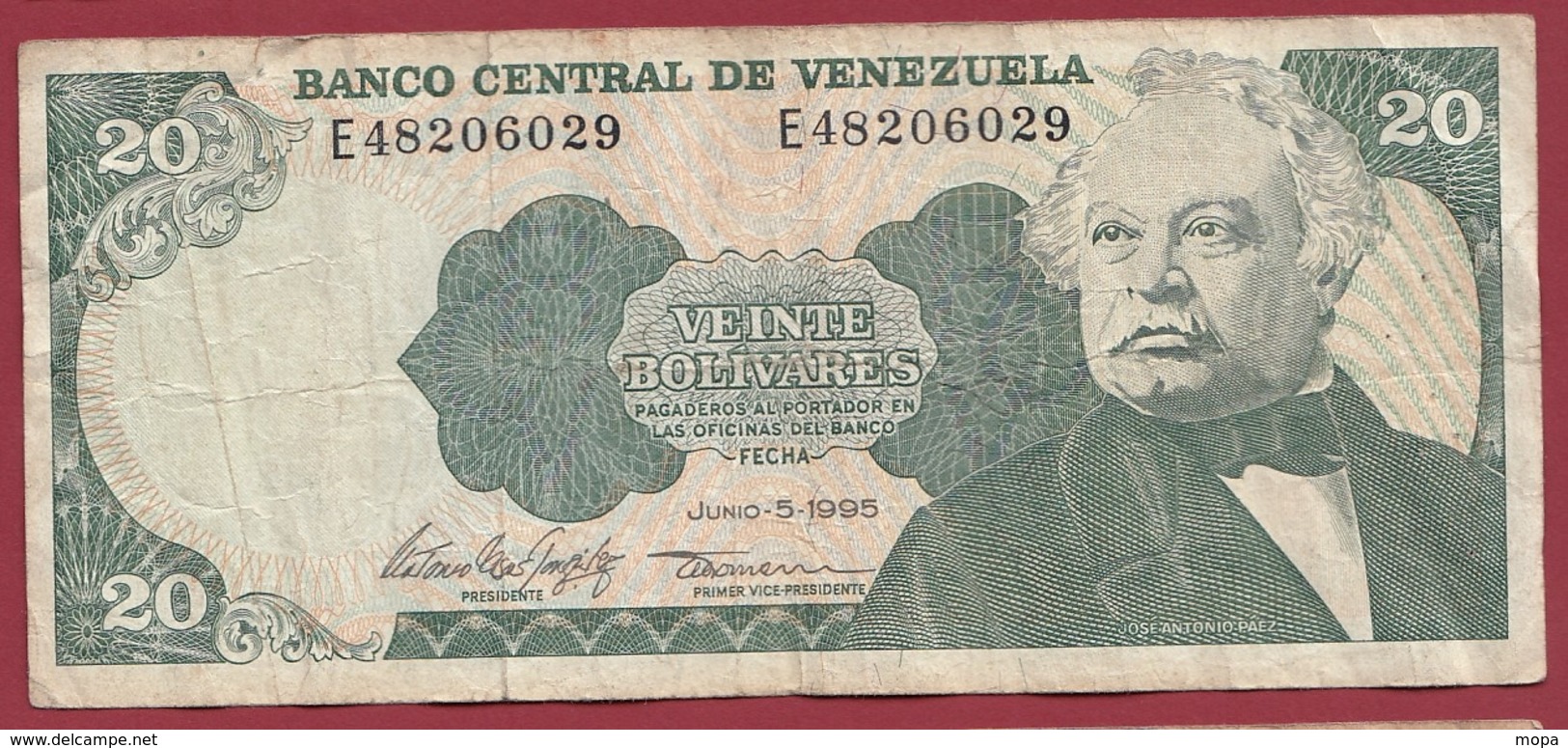 Venezuela 20 Bolivares Du 05/06/1995 Dans L 'état - Venezuela