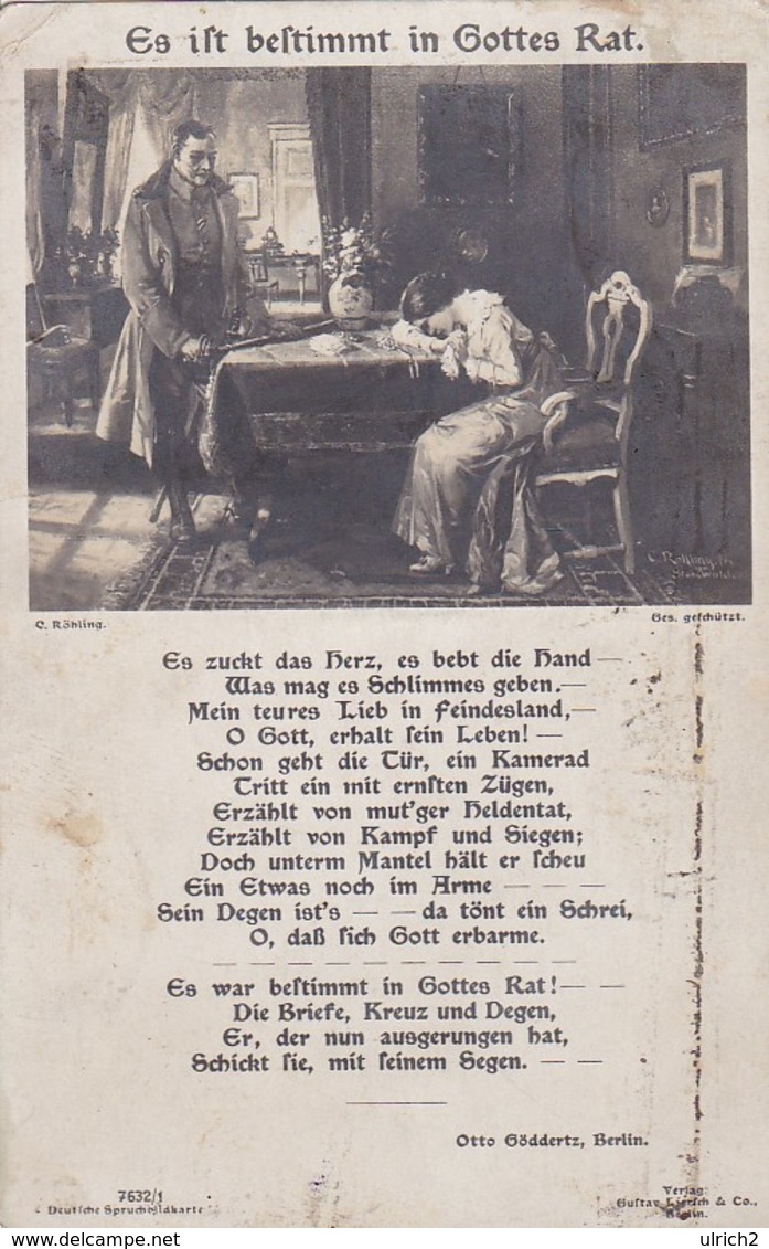 AK Es Ist Bestimmt In Gottes Rat - Soldat Und Witwe - Gedicht Otto Göddertz - C. Röhling - 1917 (42097) - Guerre 1914-18