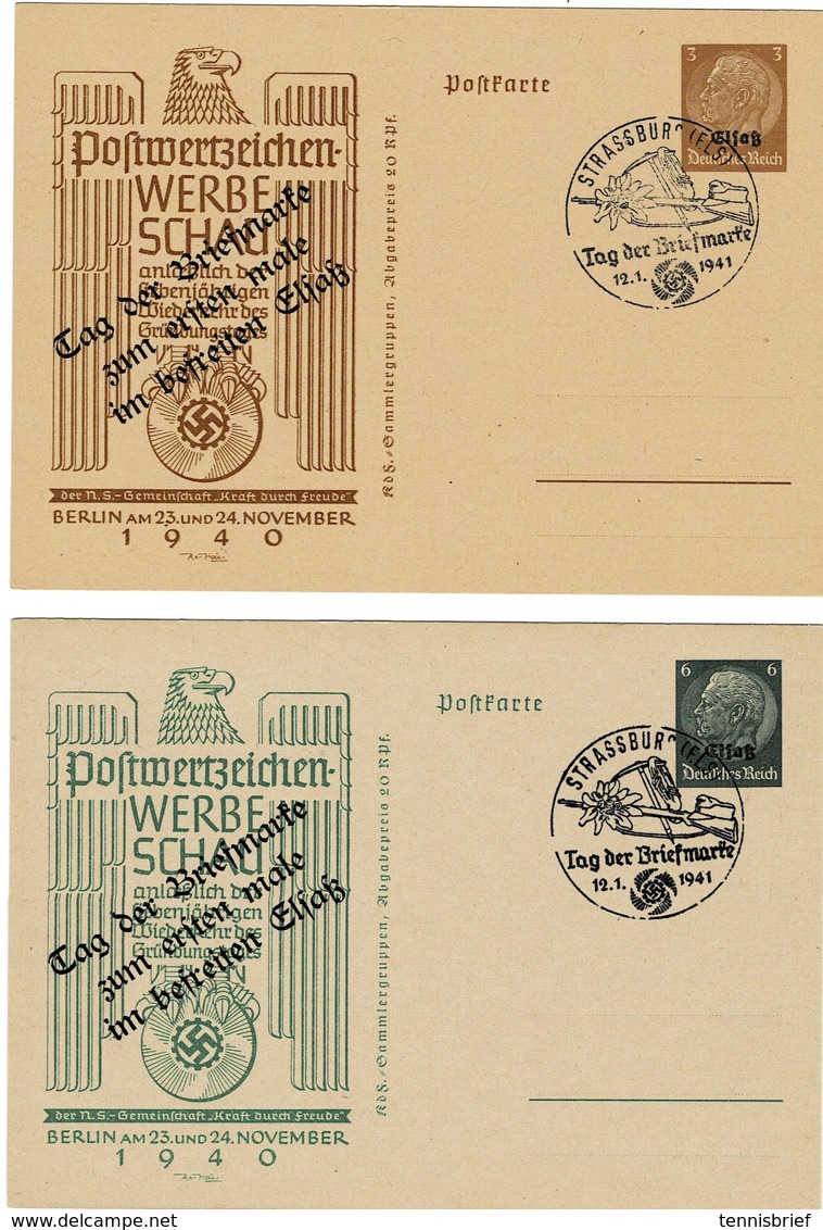 1940 " Elsaß " Tag Der Briefmarke, 2 Cartes , Rare !  , A1789 - Cartes Postales Types Et TSC (avant 1995)