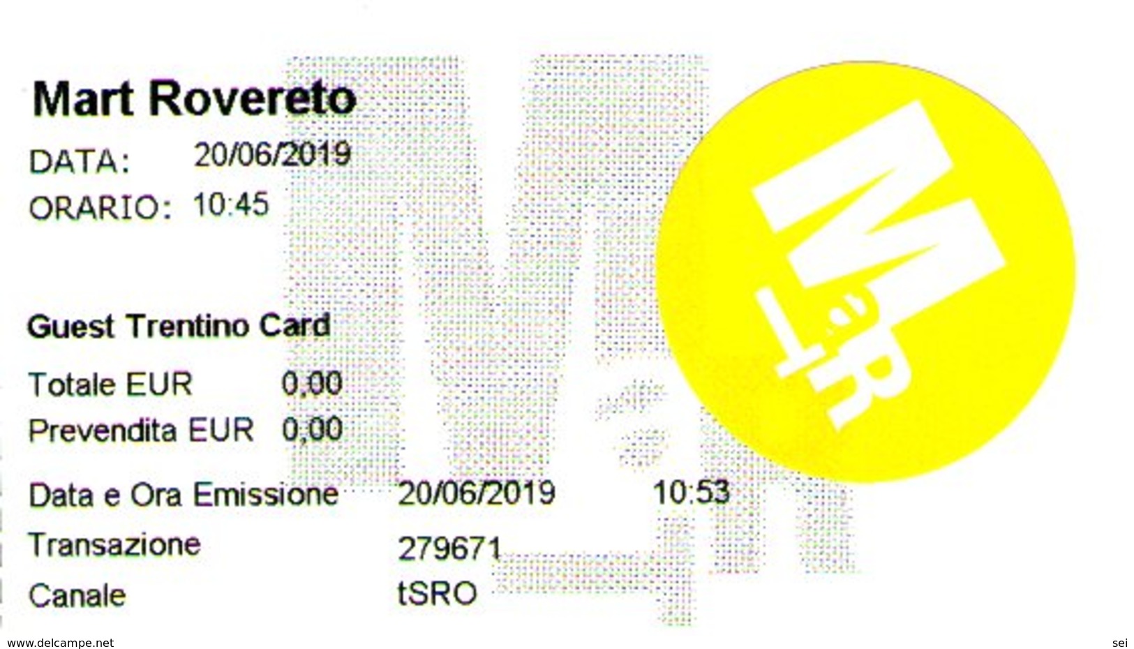 B 2571 - Biglietto D'ingresso, MART Rovereto - Biglietti D'ingresso