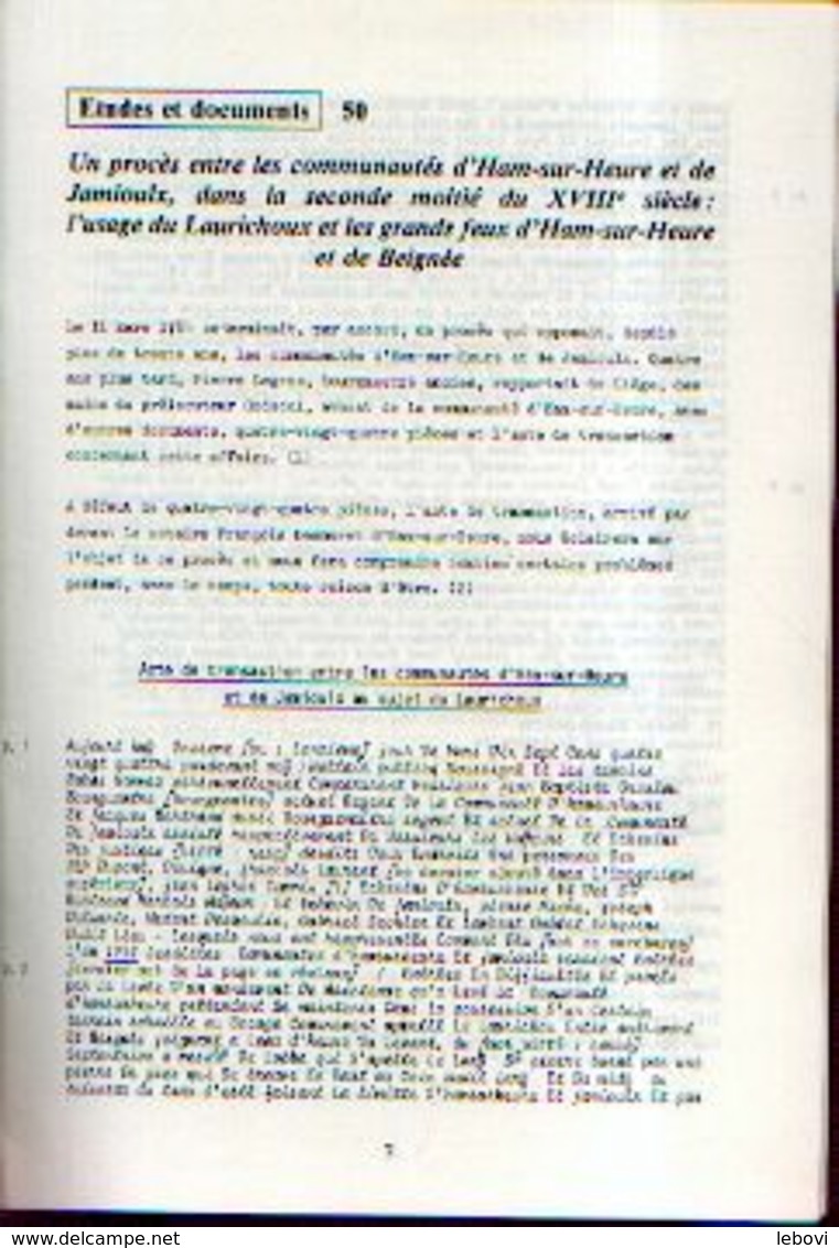 «Un Procès Entre Les Communautés D’HAM-SUR-HEURE Et De JAMIOULX Au Sujet De Laurichoux» -  Article De 10 Pages (1985) - Belgien