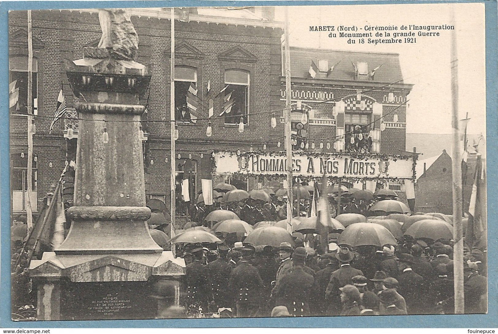 Maretz - Ceremonie De L'inauguration Du Monument De La Grande Guerre Du 18 Septembre 1921 - Autres & Non Classés