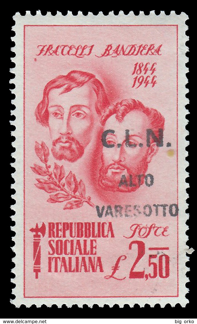 Italia - Comitato Liberazione Nazionale - FRATELLI BANDIERA  Lire 2,50 Carminio / C.L.N. ALTO VARESOTTO - 1945 - Nationales Befreiungskomitee