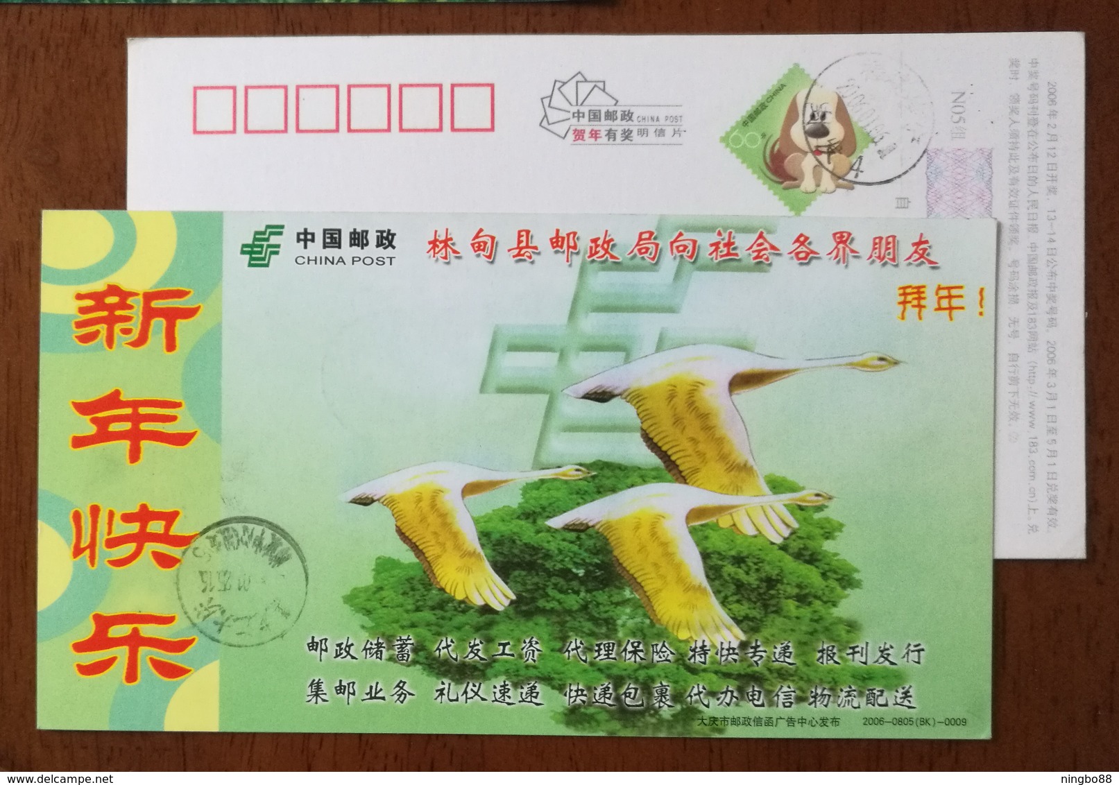 Swan Goose Bird,China 2006 Lindian Post Office Postal Business Advertising Pre-stamped Card - Geese