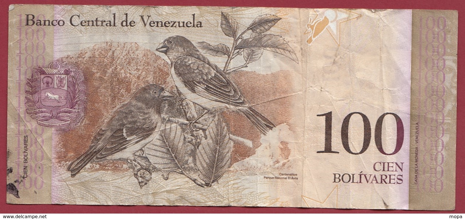 Venezuela 100 Bolivares Du 31/01/2012 Dans L 'état - Venezuela