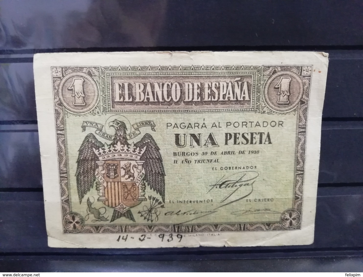 UNA PESETA DE 1938 BURGOS - 1-2 Pesetas