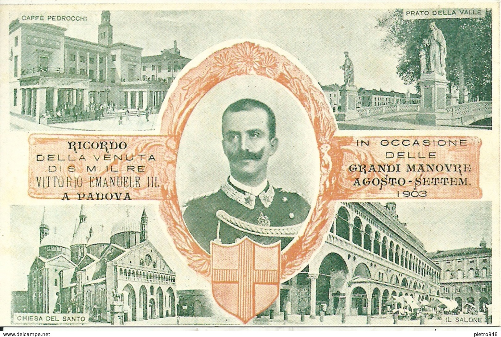 S. M. Re Vittorio Emanuele III, Grandi Manovre 1903 A Padova, Riproduzione B10, Reproduction - Familias Reales