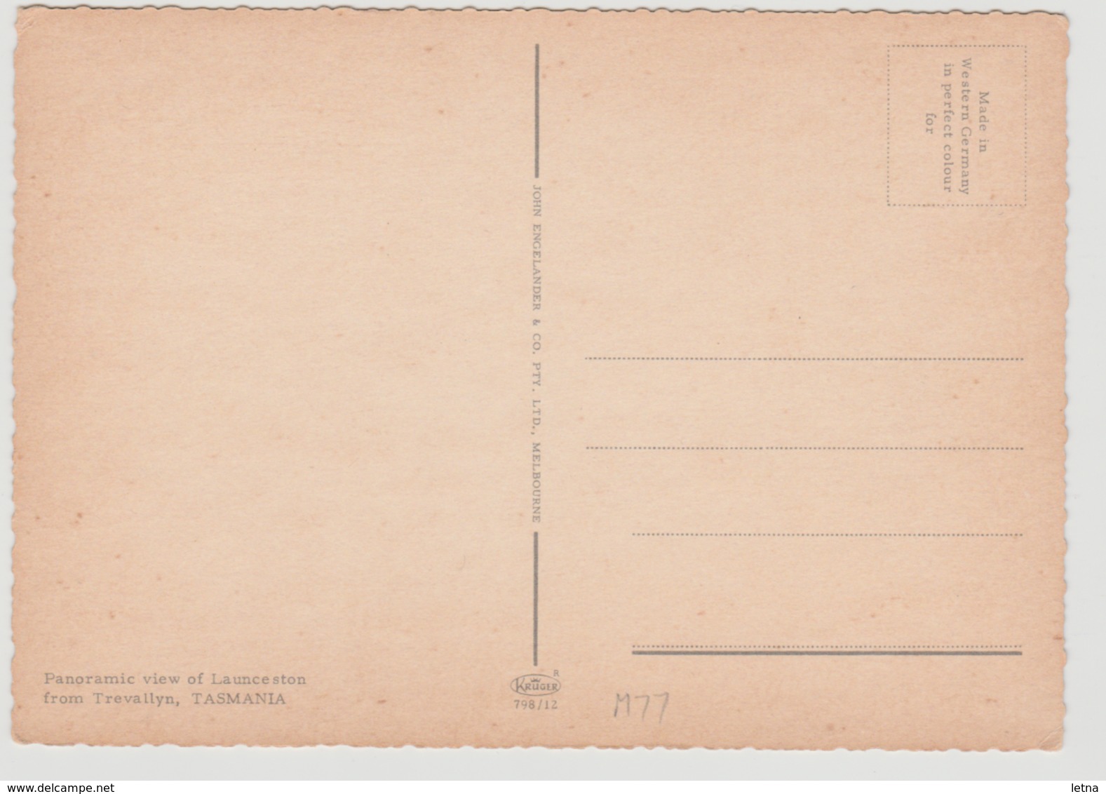 Australia TASMANIA Panoramic View LAUNCESTON Engelander Kruger 798/12 Postcard C1960s - Lauceston