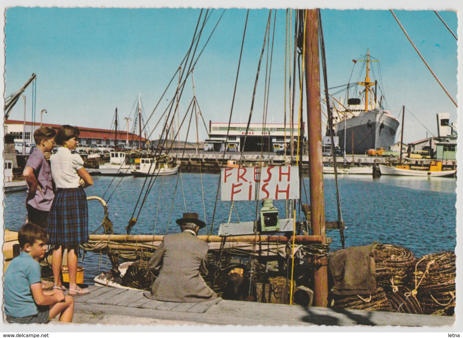 Australia TASMANIA Wharves Ships Docks HOBART Engelander Krüger 798/15 Postcard C1960s - Lauceston