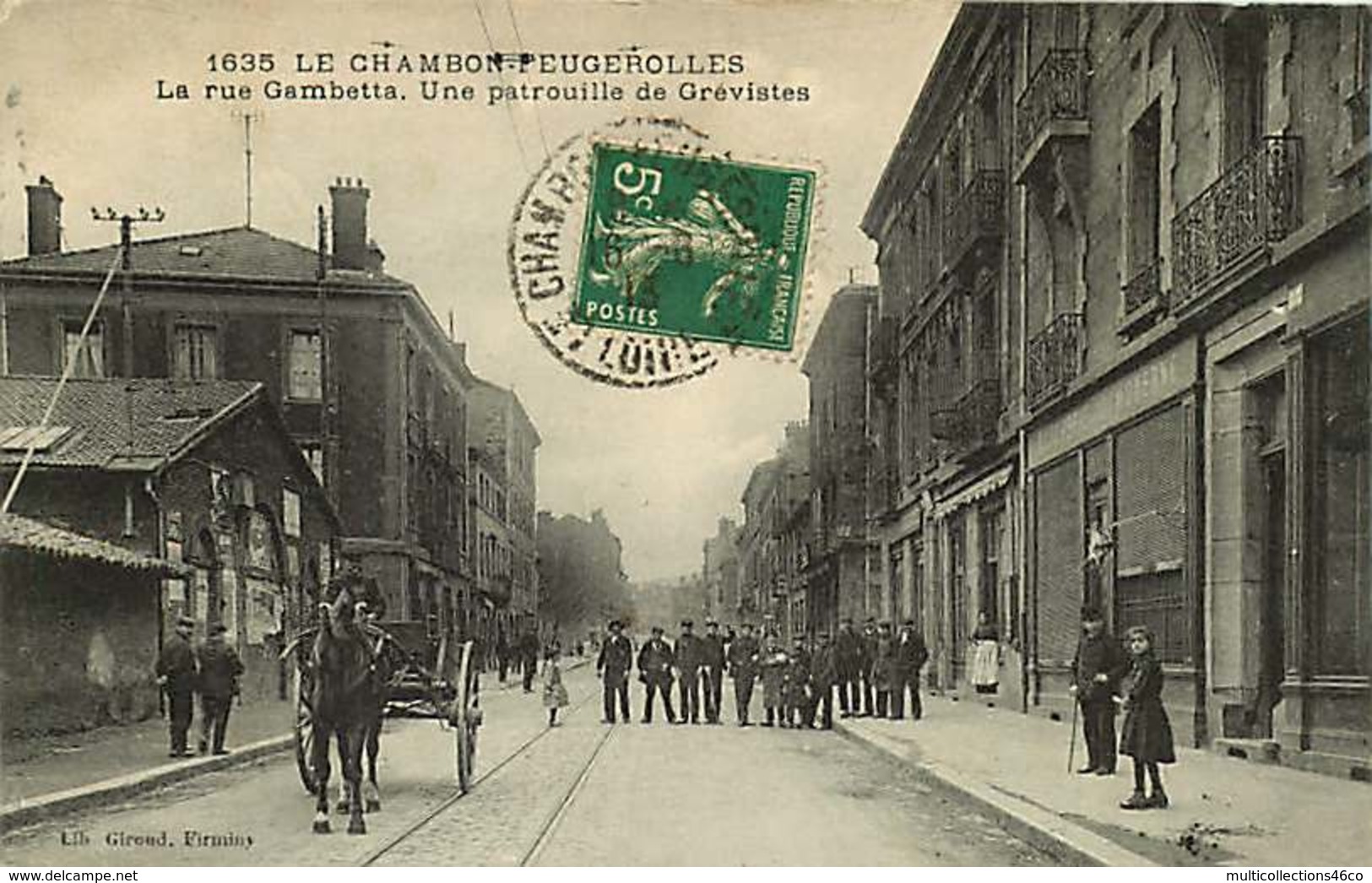 #230619B - 42 LE CHAMBON FEUGEROLLES La Rue Gambetta Une Patrouille De Grévistes - Manifestation Ouvrier - Le Chambon Feugerolles