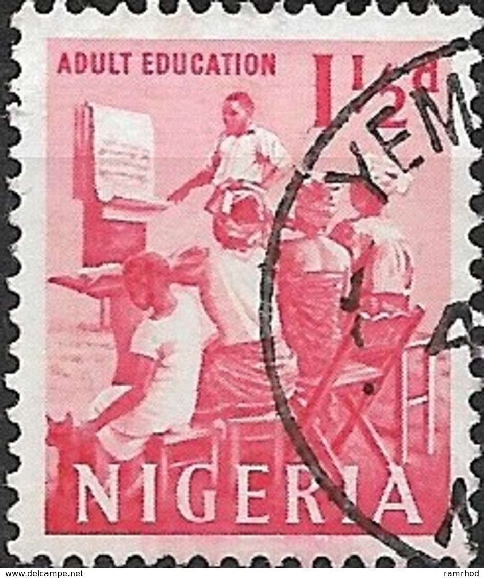 NIGERIA 1961 Adult Education - 1 1/2 D - Red FU - Nigeria (1961-...)