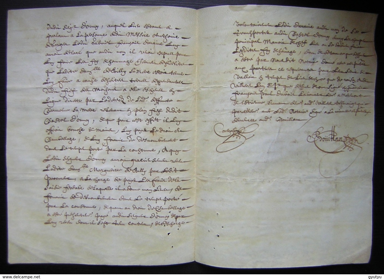 1665 Acte Sur Parchemin Donnant Main Levée D'un Droit Féodal à Gabriel François Daraine (Compiègne) Famille De Billy - Manuscripts