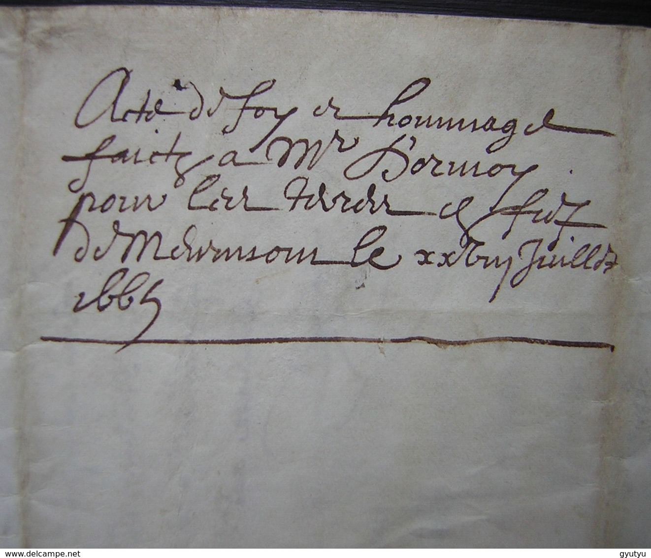 1665 Acte Sur Parchemin Donnant Main Levée D'un Droit Féodal à Gabriel François Daraine (Compiègne) Famille De Billy - Manuscrits