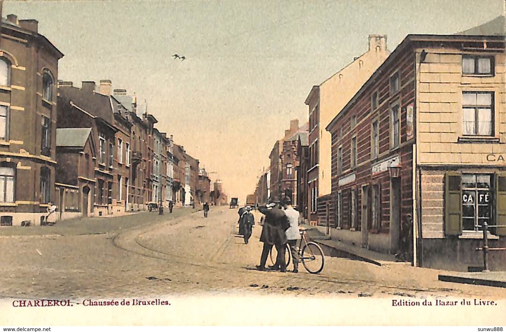 Charleroi - Chaussée De Bruxelles (animée, Colorisée, Café, Edition Du Bazar Du Livre) - Charleroi