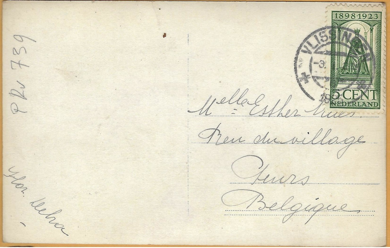 PRv-739: N° 122: VLISSINGEN  1925 : Op Fantasiekaartje: Dame > Puers  B - Briefe U. Dokumente