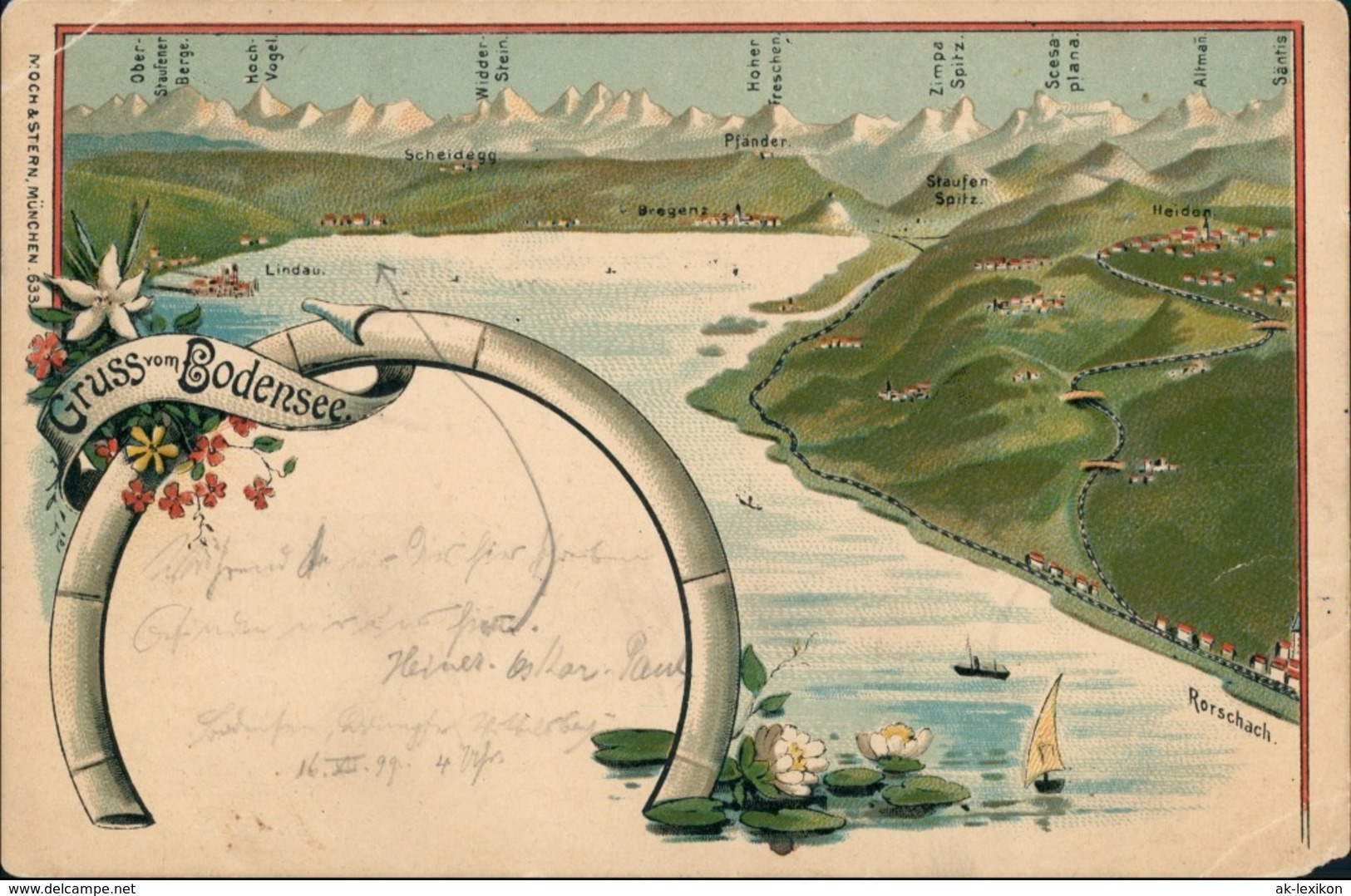 Ansichtskarte Litho AK Meersburg Bodensee 5 Staaten Mischfrankatur 1899 - Meersburg