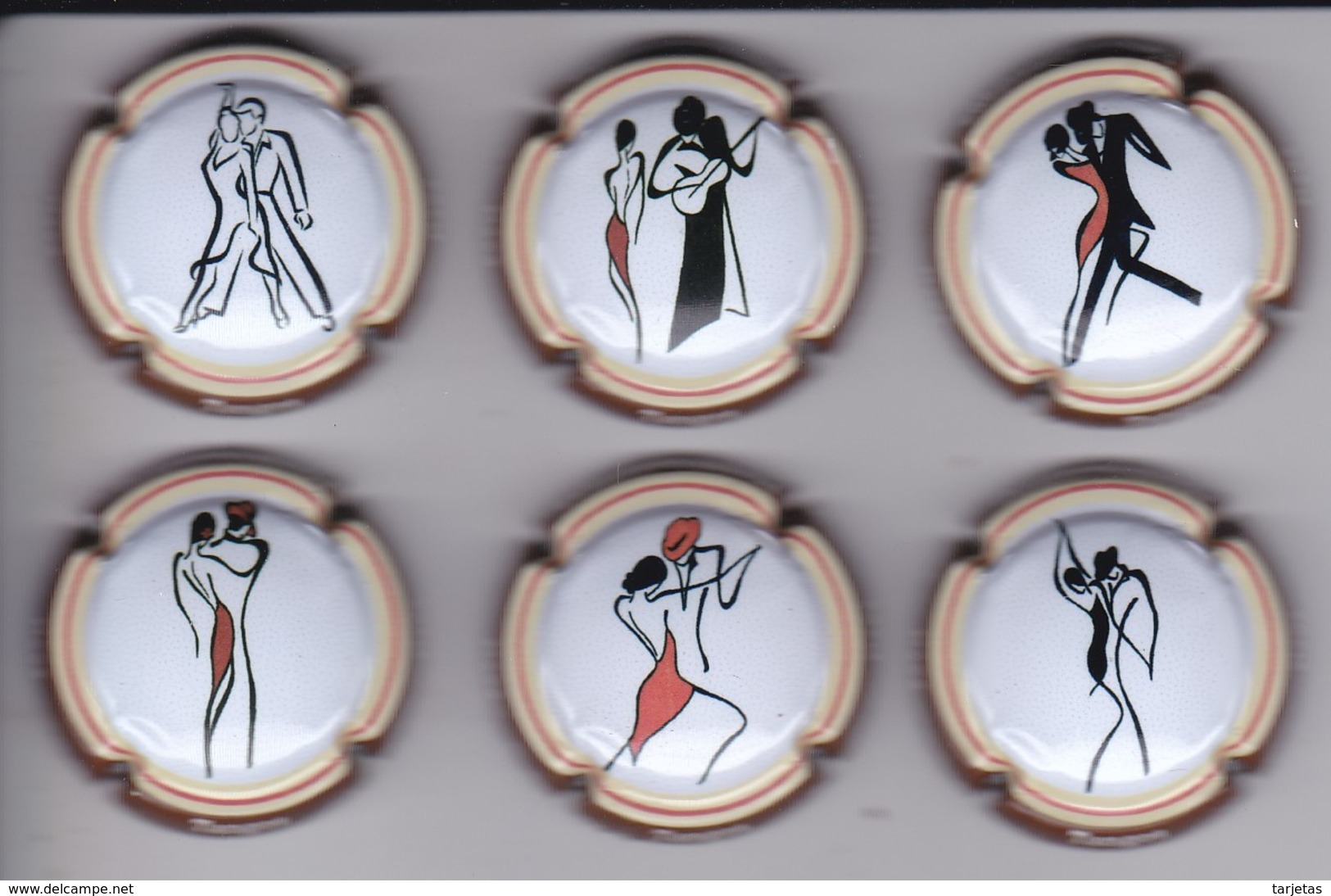 SERIE COMPLETA DE 6 PLACAS DE CAVA DISEÑO PAREJAS BAILANDO (CAPSULE) MUJER-WOMAN-BAILE - Placas De Cava