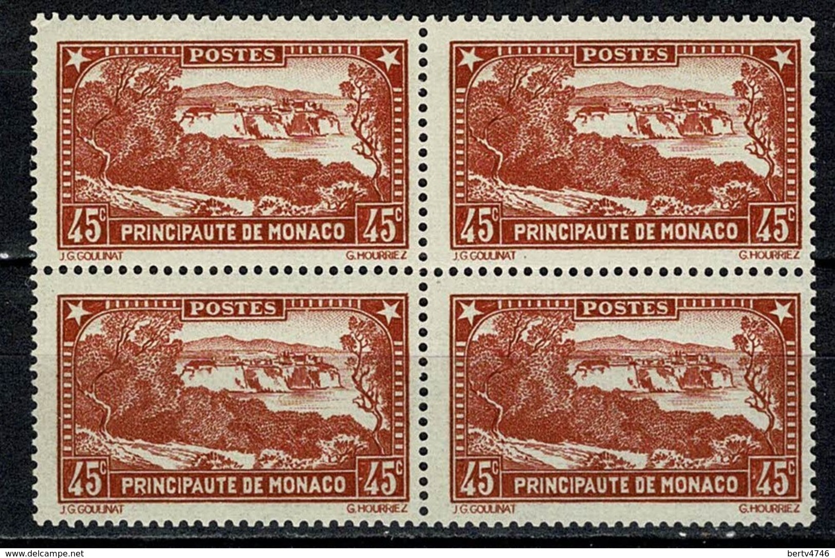 Monaco 1933/37 Yv. 4 X 123** MNH  Cat. Yv. € 38,00 - Ongebruikt