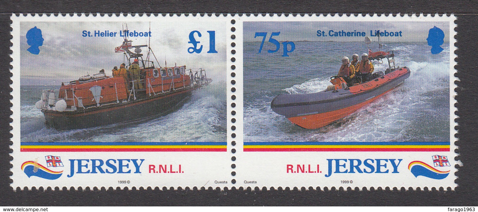 1999 Jersey Lifeboats Rescue Complete Pair MNH @   BELOW FACE VALUE - Jersey