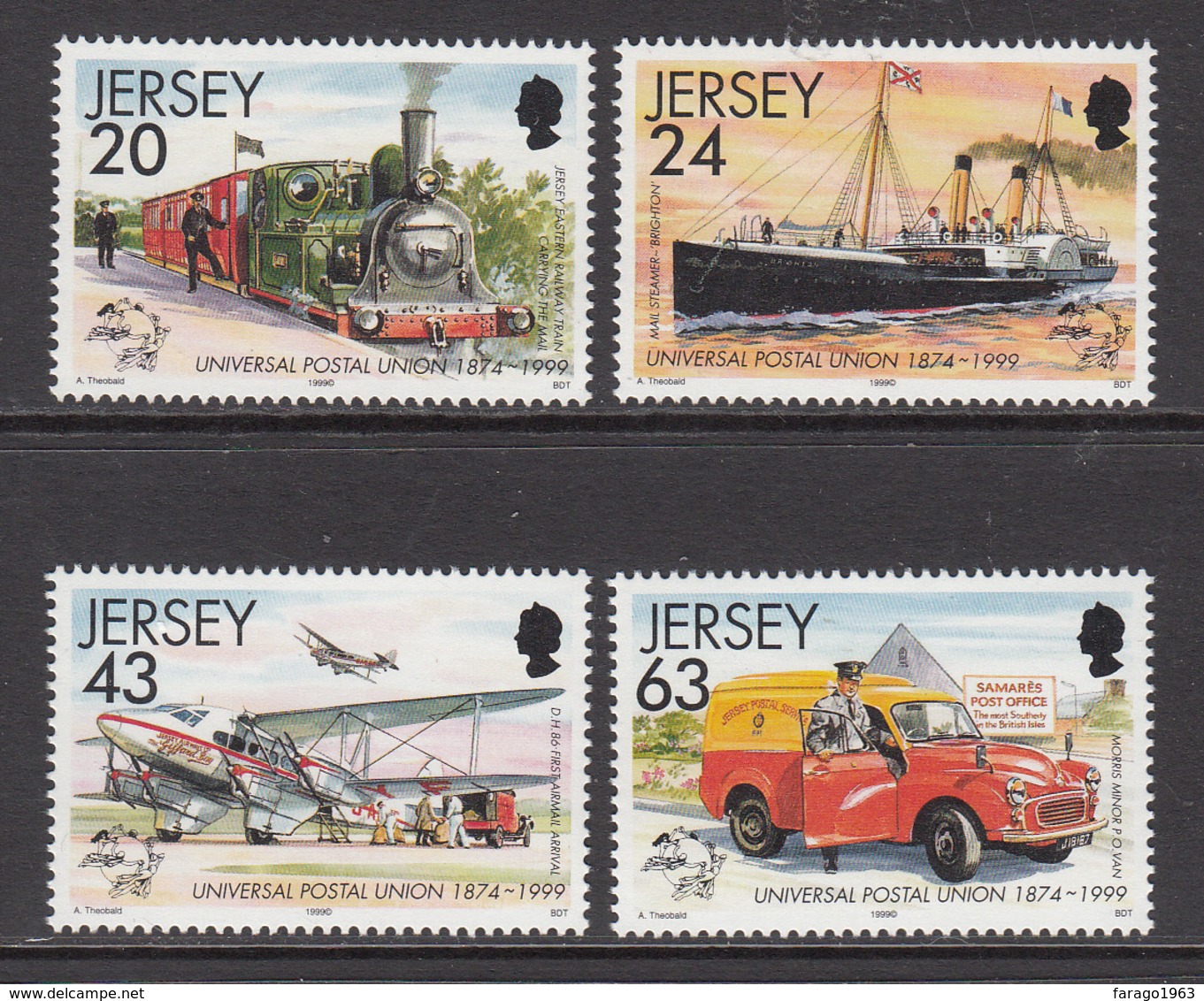 1999 Jersey UPU Transport Trains Locomotives Aviation Complete Set Of 4 MNH @   BELOW FACE VALUE - Jersey