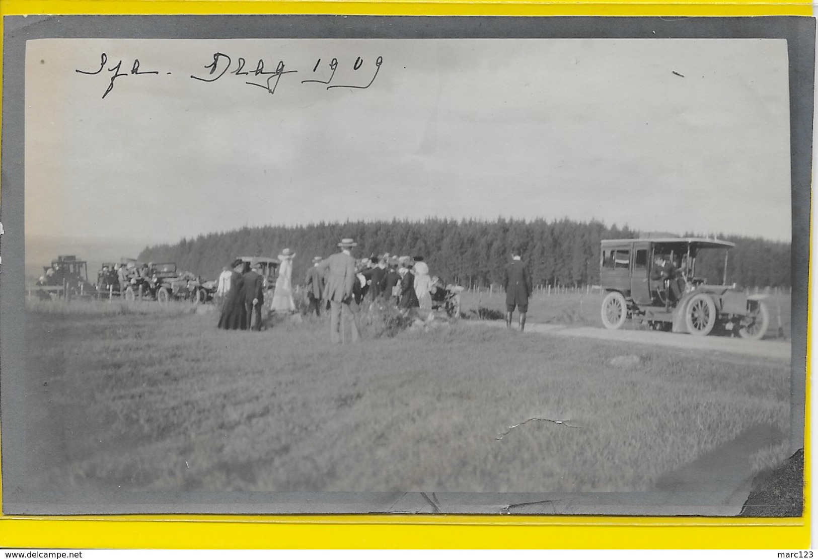 SPA: GEEN POSTKAART MAAR FOTO VAN 14,80CM OP 9CM-AUTOKOERS-SPA DRAG 1909-MET VOLK-LIJMSPOREN !!!ZIE ACHTERZIJDE - Spa