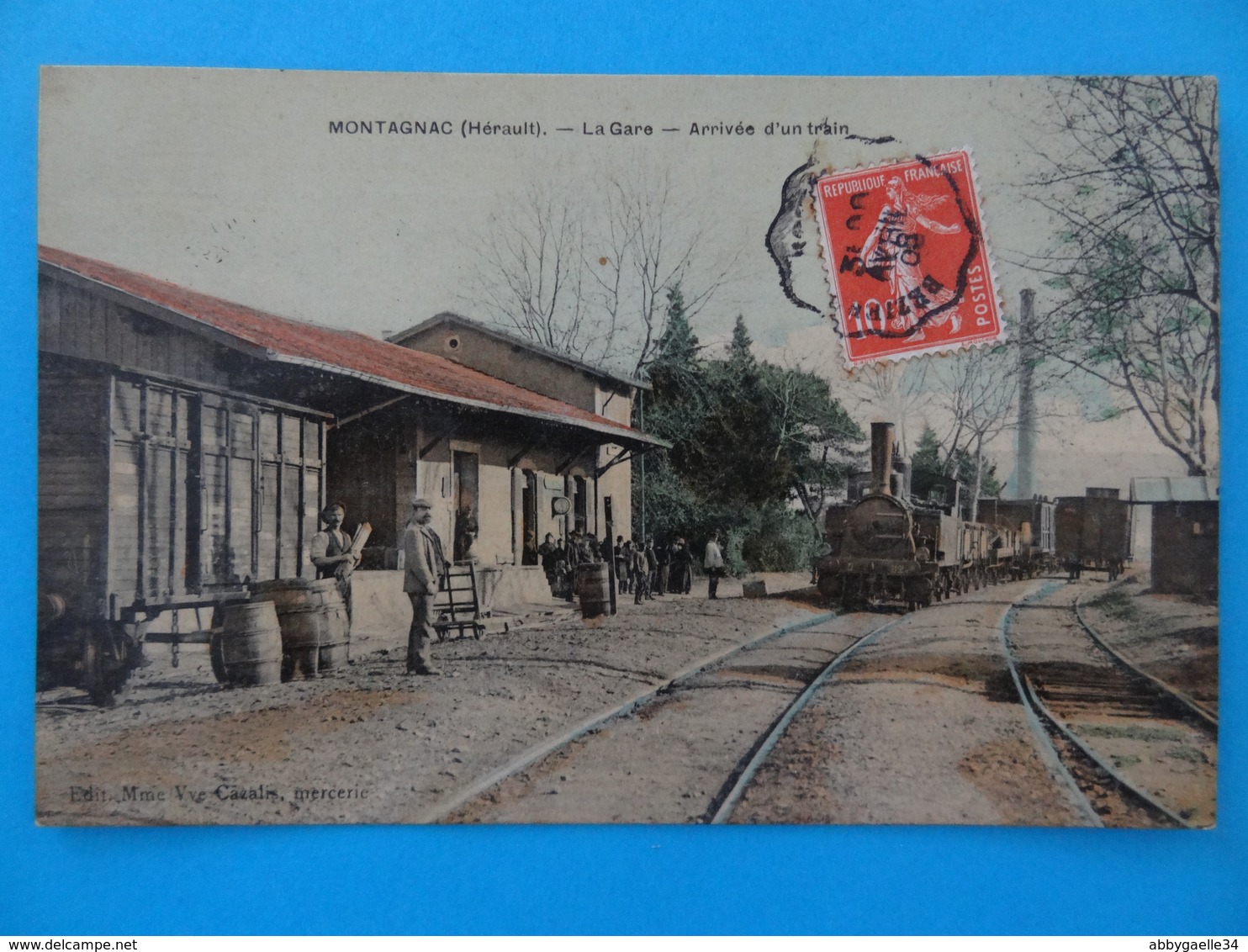 MONTAGNAC (Hérault) - La Gare - Arrivée D'un Train Voyagée En 1908 Colorisée TTB - Autres & Non Classés