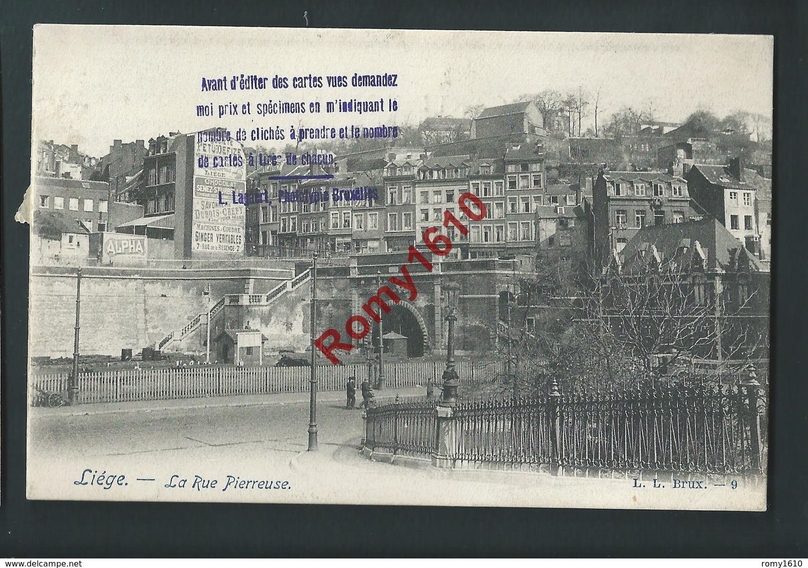 Liège. Rue Pierreuse, Le Tunnel. Publicité Cartes Postales Lagaert . Circulé En 1904.   Voir Scan Dos. - Liege