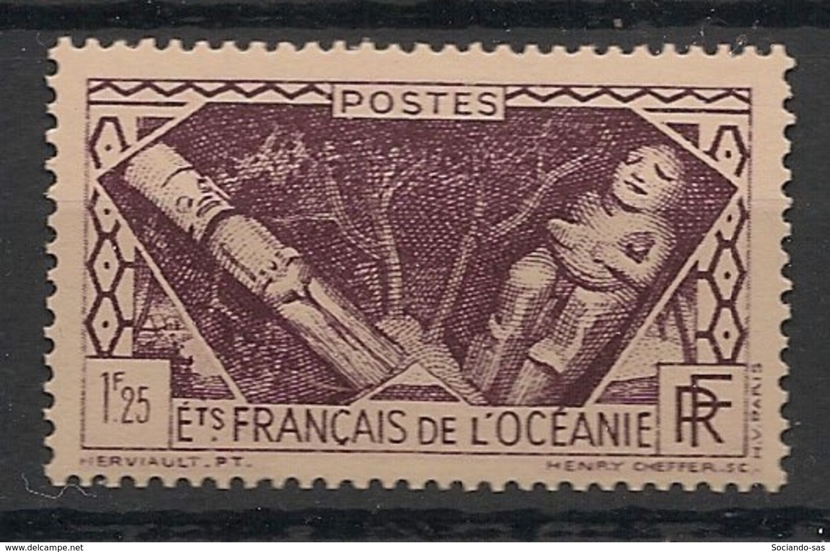 Océanie - 1939-49 - N°Yv. 108 - Divinités 1f25 Violet - Neuf GC ** / MNH / Postfrisch - Nuevos