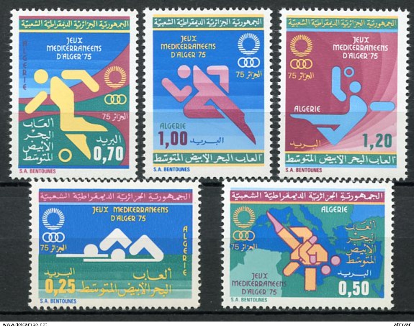 ARGELIA / ALGERIA / ALGÉRIE (1975) - Jeux Méditerraneens Alger 75 - Olympics - Set / Série 5 Val. - Algeria (1962-...)