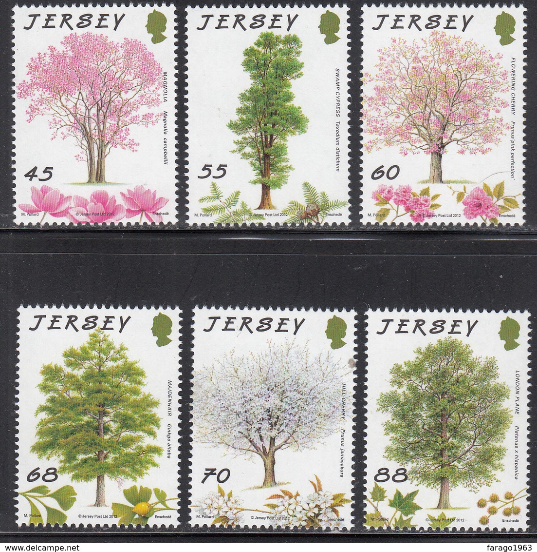 2012 Jersey Trees Arbres   Complete Set Of 6 MNH @  BELOW FACE VALUE - Jersey