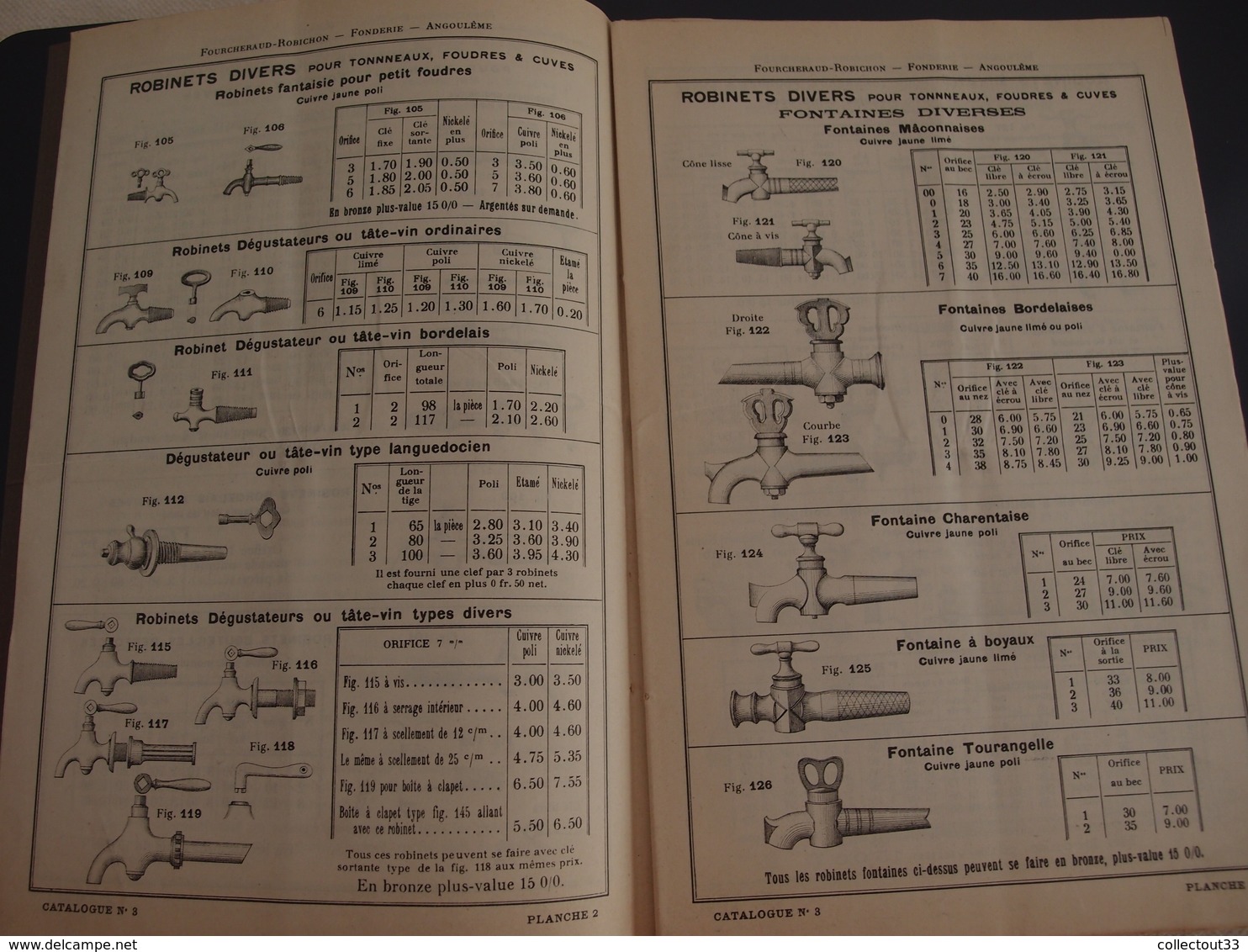 Catalogue Robinetterie Pour Chais Foucheraud Robichon Angoulème 1910 - Publicités